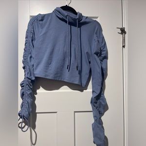 Forever 21 crop blue hoodie- Junior Size Large